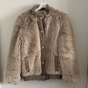 Monterey Fashions Vintage faux fur button up cardigan jacket size 10